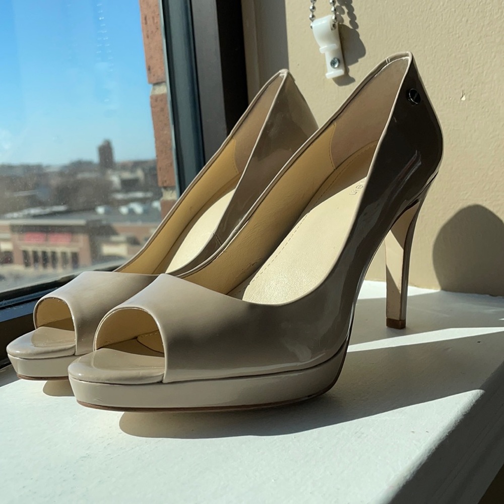 Calvin Klein Peep Toe Nude Heels
